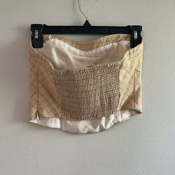 Free People strapless cropped plaid bustier top - Picture 3 of 8